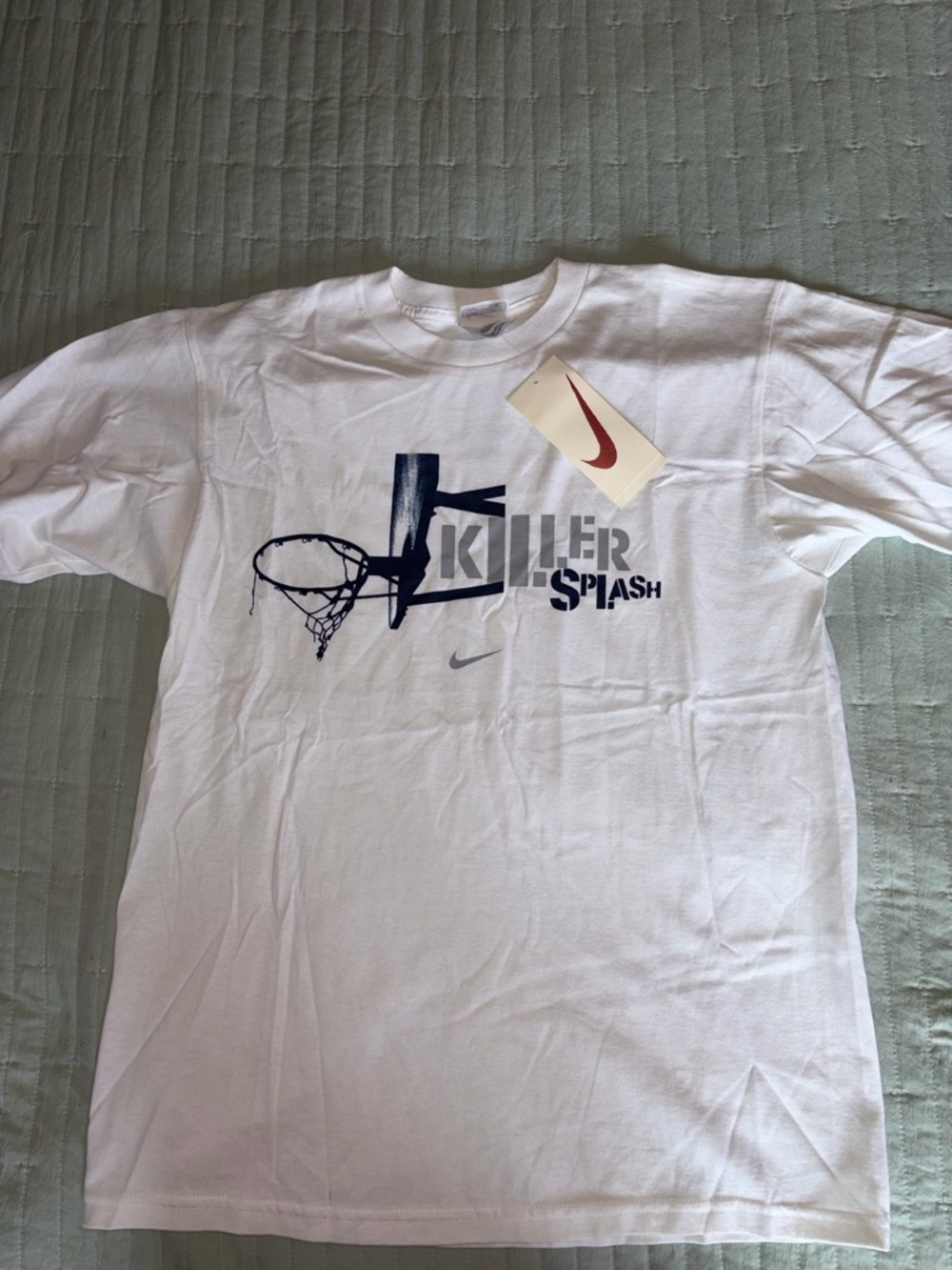 VINTAGE Nike White Graphic 'Killer Splash' Basketball Tee